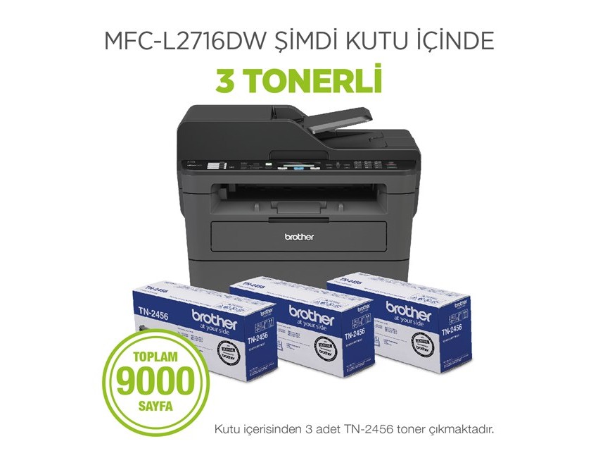 Brother MFC-L2716DW-3T Çok işlevli Wi-Fi (3xToner)
