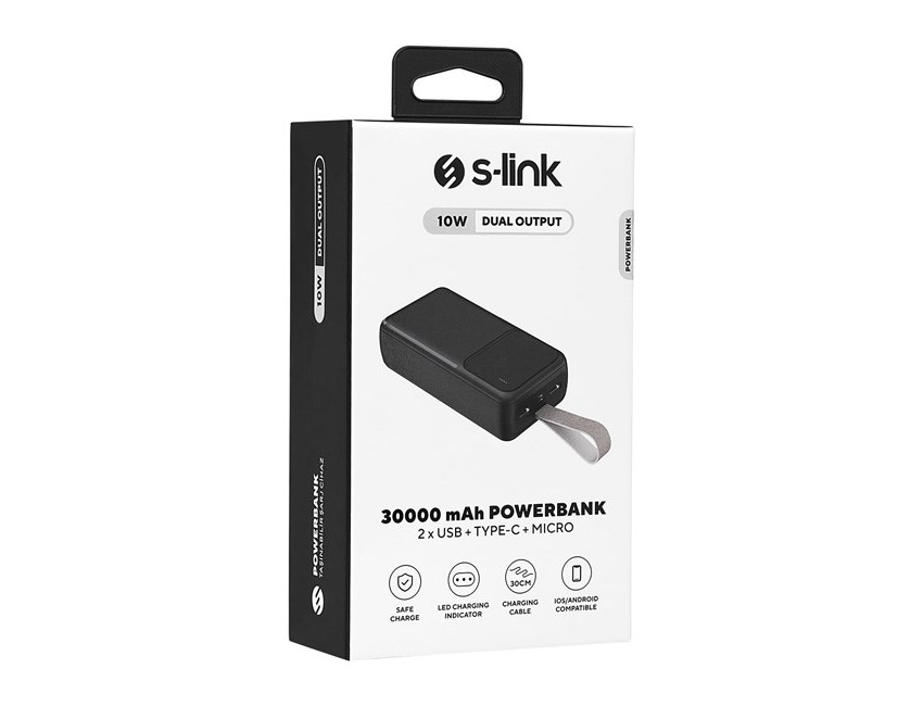 S-link Powerbank 30000mAh Siyah