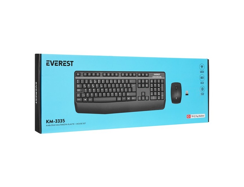 Everest KM-3335 Siyah Kablosuz Q Klavye Set